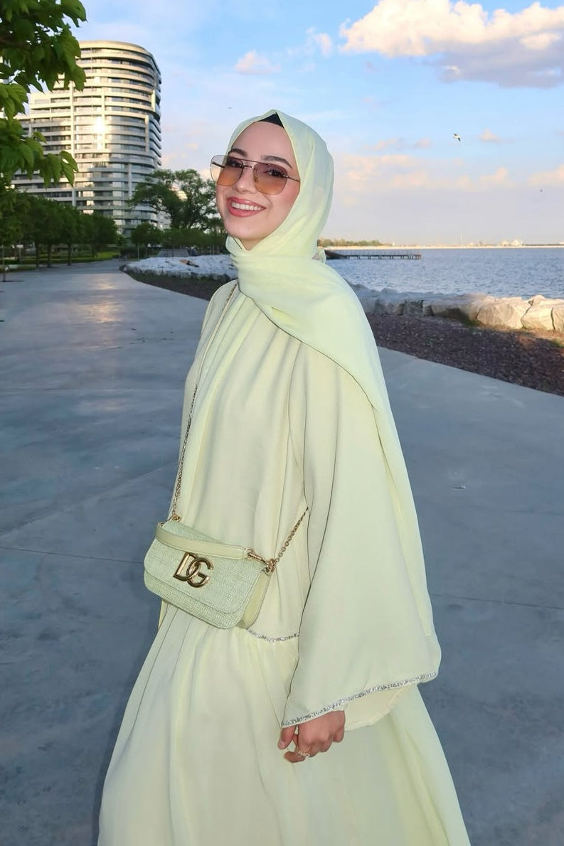 Luminous Textured Shimmer Three Piece Outerwear Set-Green