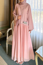 Luminous Textured Shimmer Three Piece Outerwear Set-Pink