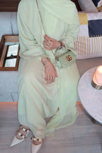 Luminous Textured Shimmer Three Piece Outerwear Set-Green
