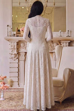 High Neck Lace Overlay Maxi Dress