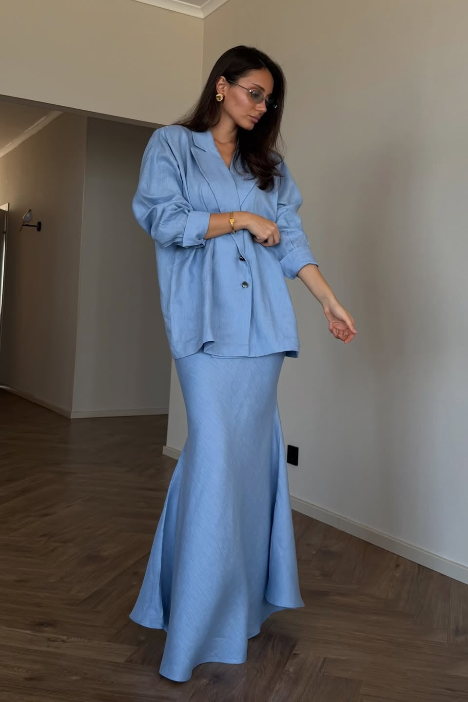 Zarha Belted Blazer and Skirt Set