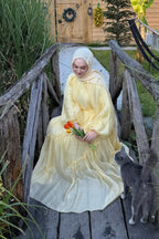 Amara Tie Neck Ruffled Maxi Dress-Yellow