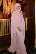 Embroidered V-Neck Cape Sleeve Maxi Dress