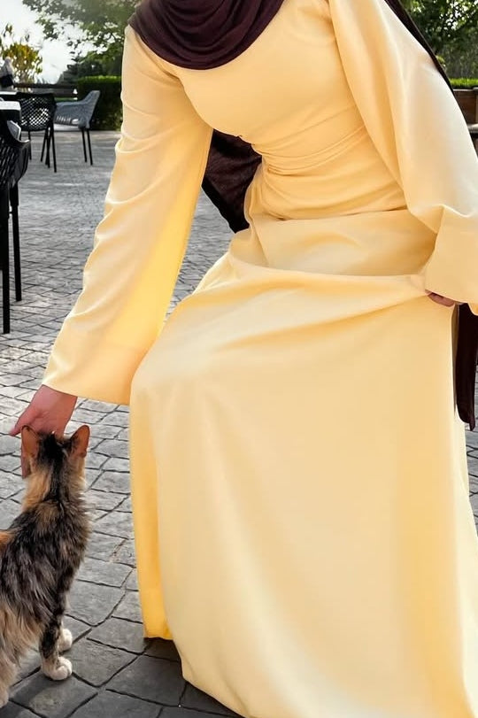 Side Ruched Flared Cuff Maxi Dress