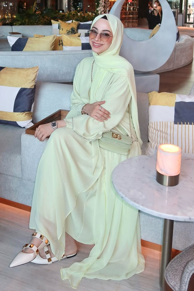 Luminous Textured Shimmer Three Piece Outerwear Set-Green