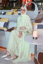 Luminous Textured Shimmer Three Piece Outerwear Set-Green