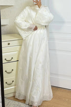 Julia Embroidered Organza Flare Sleeve Dress