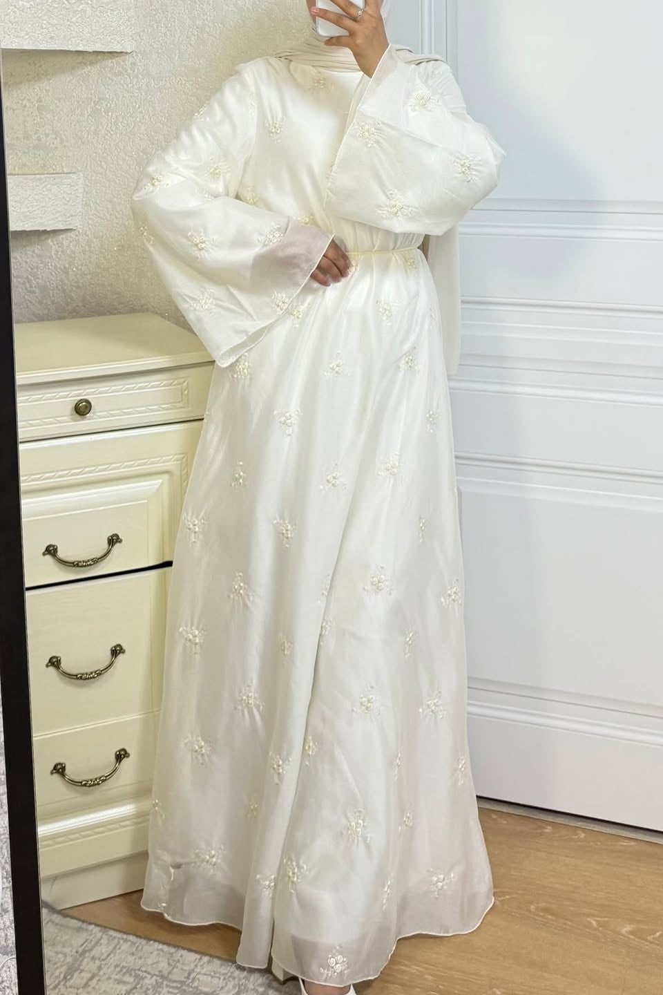 Julia Embroidered Organza Flare Sleeve Dress