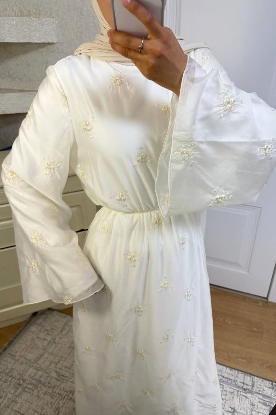 Julia Embroidered Organza Flare Sleeve Dress