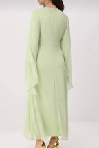 Dramatic Angel Sleeve Silhouette Maxi Dress
