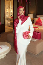 Sculpted Asymmetric Peplum Maxi Dress