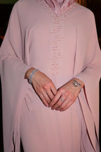 Embroidered V-Neck Cape Sleeve Maxi Dress