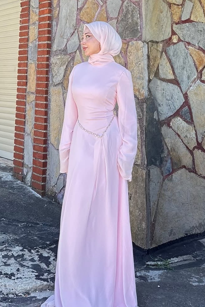 Embellished Waist Fluid Bell Sleeve Dress