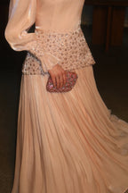 Luminous Textured Embroidered Waist Maxi Dress