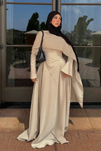 Polka Dot Cape Overlay Maxi Dress