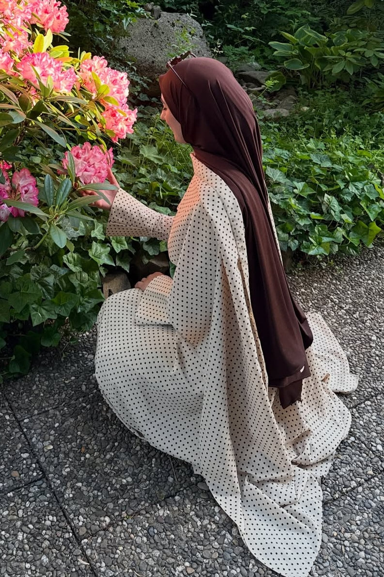 Polka Dot Cape Overlay Maxi Dress