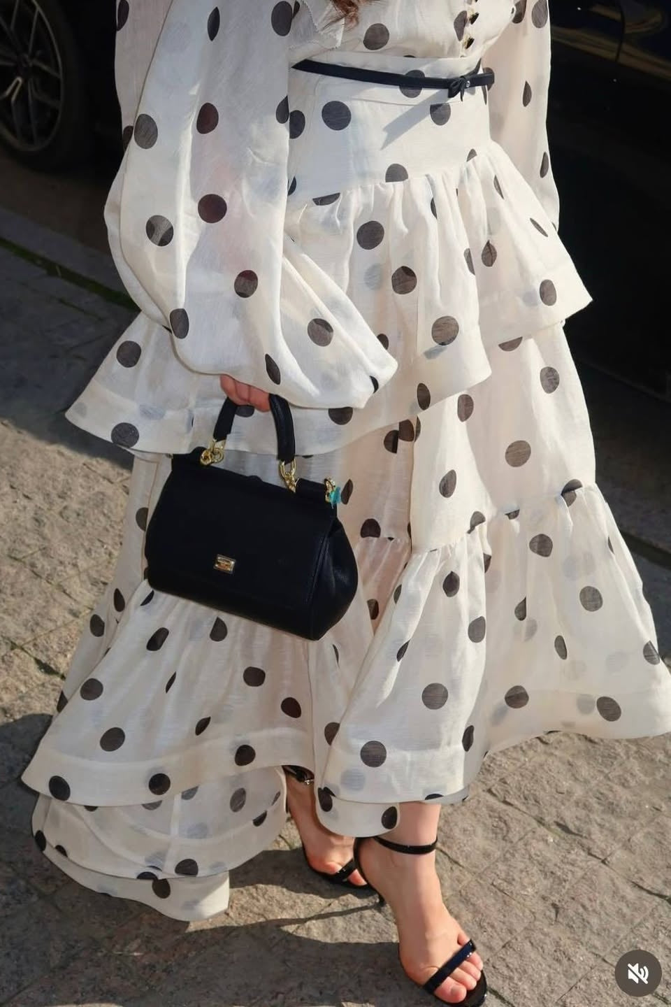 Rode Dot Printed Folds Long Sleeves Top And Skirt Two-Piece Set