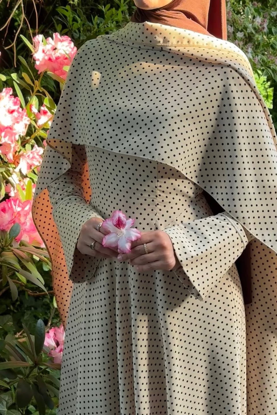 Polka Dot Cape Overlay Maxi Dress