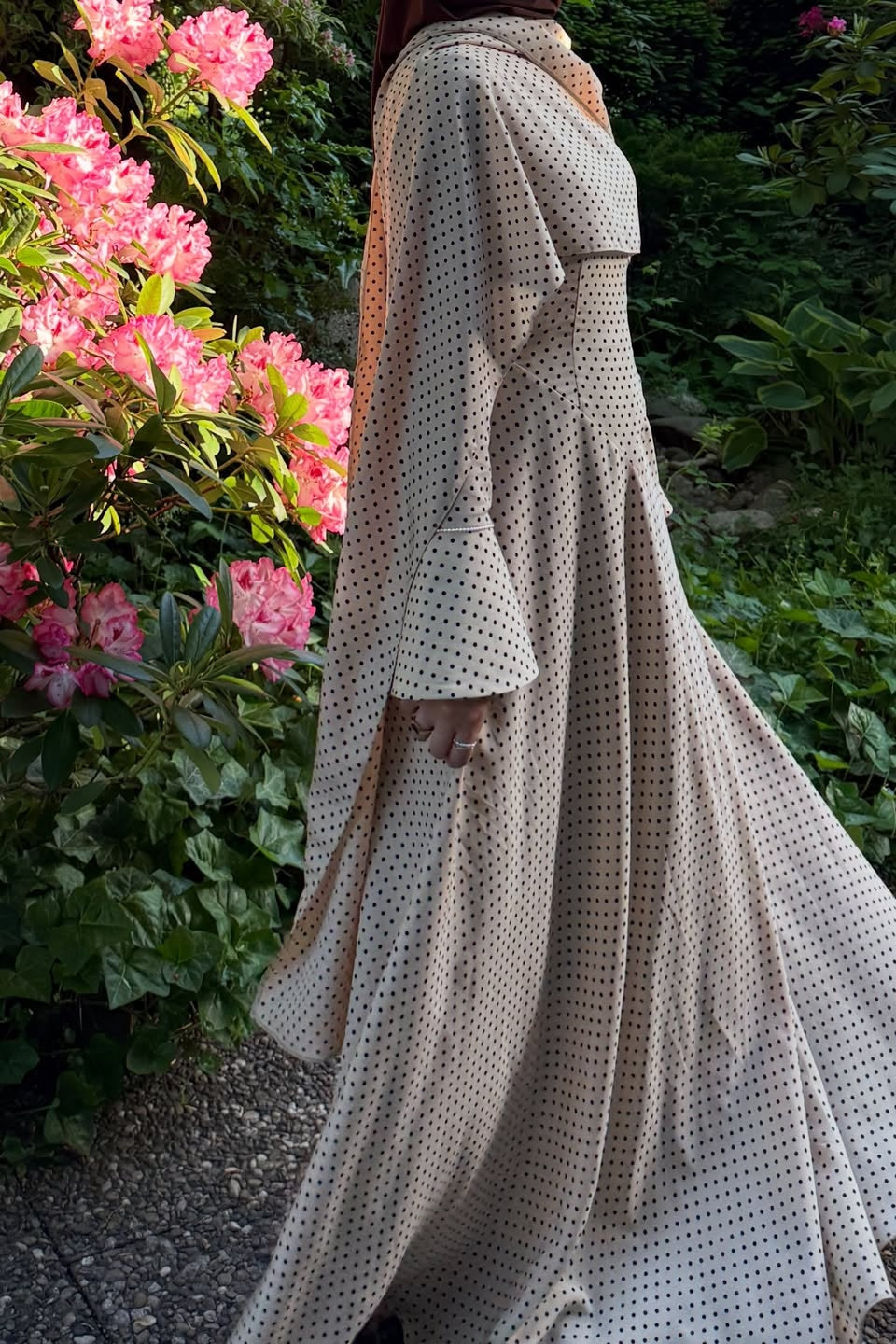 Polka Dot Cape Overlay Maxi Dress