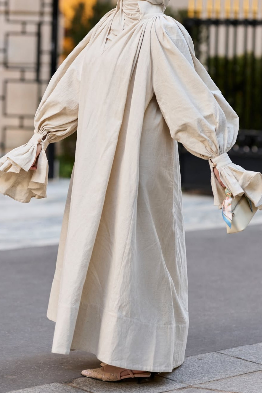 Luna Gathered Neck Ruffled Maxi Dress