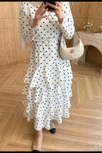 Polka Dot Tiered Ruffle Skirt Maxi Dress