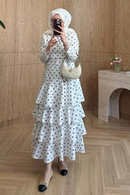 Polka Dot Tiered Ruffle Skirt Maxi Dress