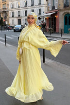 Lustrous Organza Smocked Waist Maxi Dress
