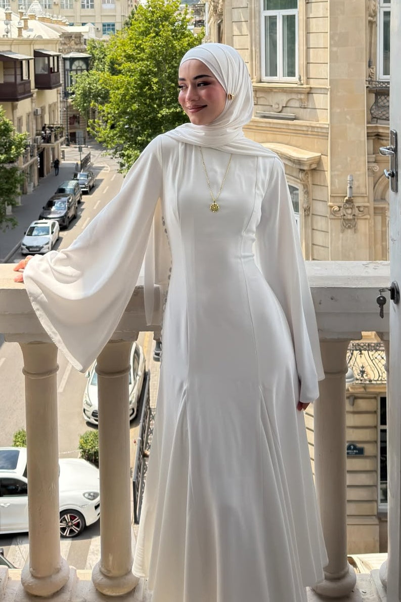 Chloe Cape Sleeve Flared Maxi Dress