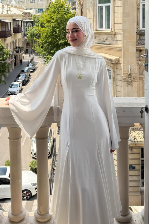 Chloe Cape Sleeve Flared Maxi Dress