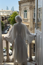 Chloe Cape Sleeve Flared Maxi Dress