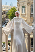 Chloe Cape Sleeve Flared Maxi Dress