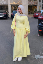 Puff Drawstring Sleeve Tiered Maxi Dress