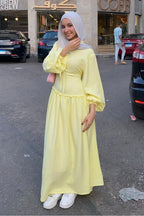 Puff Drawstring Sleeve Tiered Maxi Dress