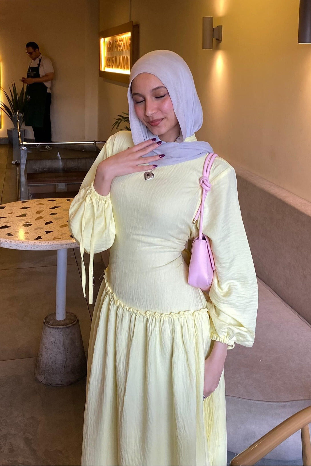 Puff Drawstring Sleeve Tiered Maxi Dress