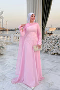 Sara Cape Overlay Pearl Waist Maxi