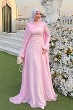 Sara Cape Overlay Pearl Waist Maxi