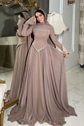 Zahra Rhinestone Chiffon Abaya Gown
