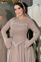 Zahra Rhinestone Chiffon Abaya Gown