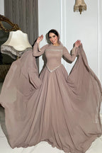Zahra Rhinestone Chiffon Abaya Gown
