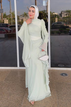 Amelia Ruched Cape Maxi Dress