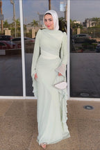 Amelia Ruched Cape Maxi Dress