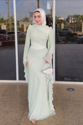 Amelia Ruched Cape Maxi Dress
