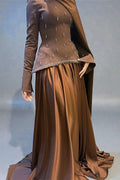 Mary Beaded Peplum Two Piece Satin Abaya