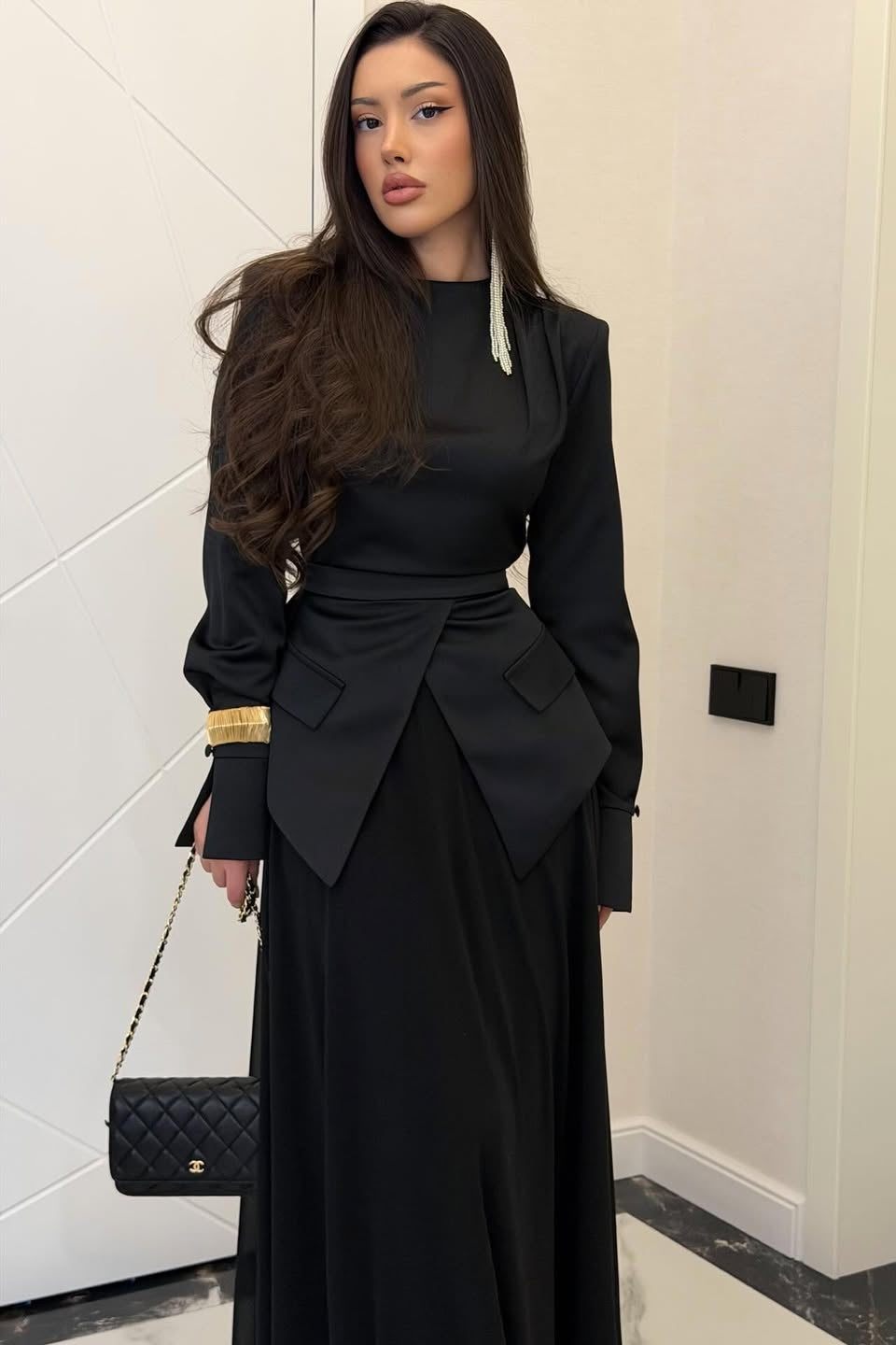 Alice Blazer Pocket Skirt Set-Black