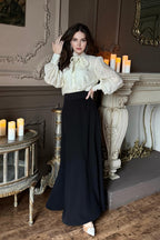 Diana Bow Embroidered Shirt Skirt Co-ord