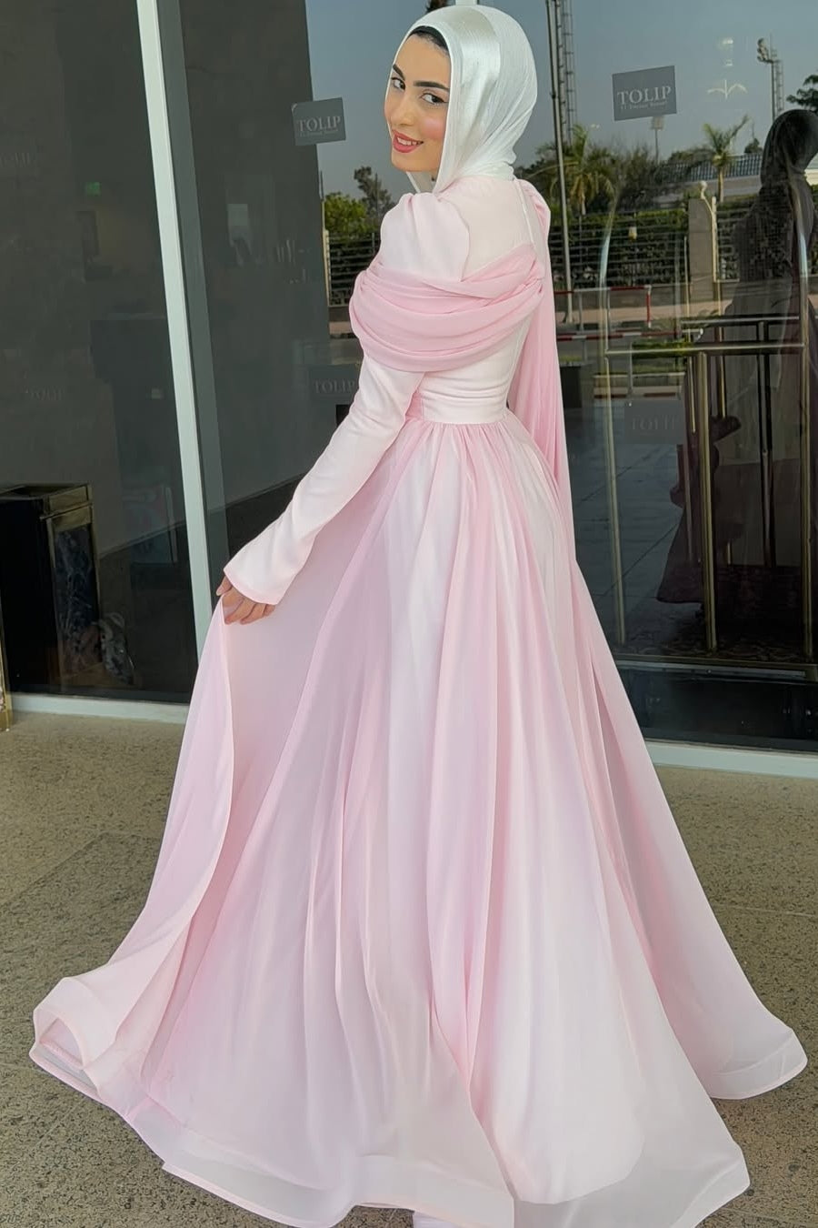Hannah Knot Detail Chiffon Dress