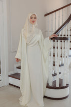 Nur Textured Skirt Satin Open Abaya Co-ord