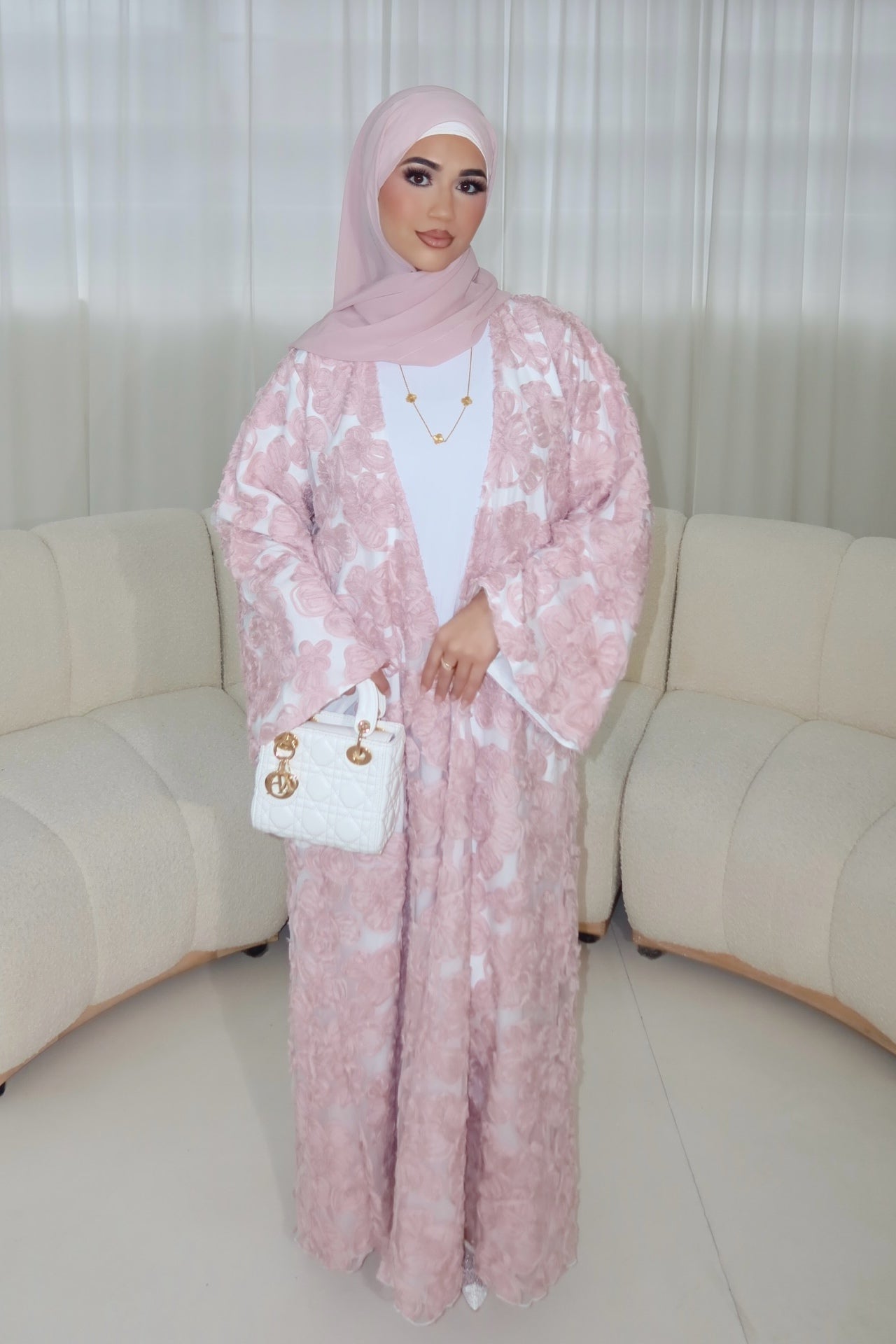 Farah 3D Floral Open Long Abaya