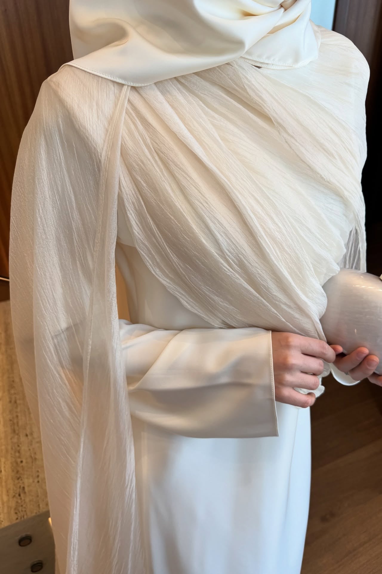 Elena Asymmetric Draped Cape Evening Gown
