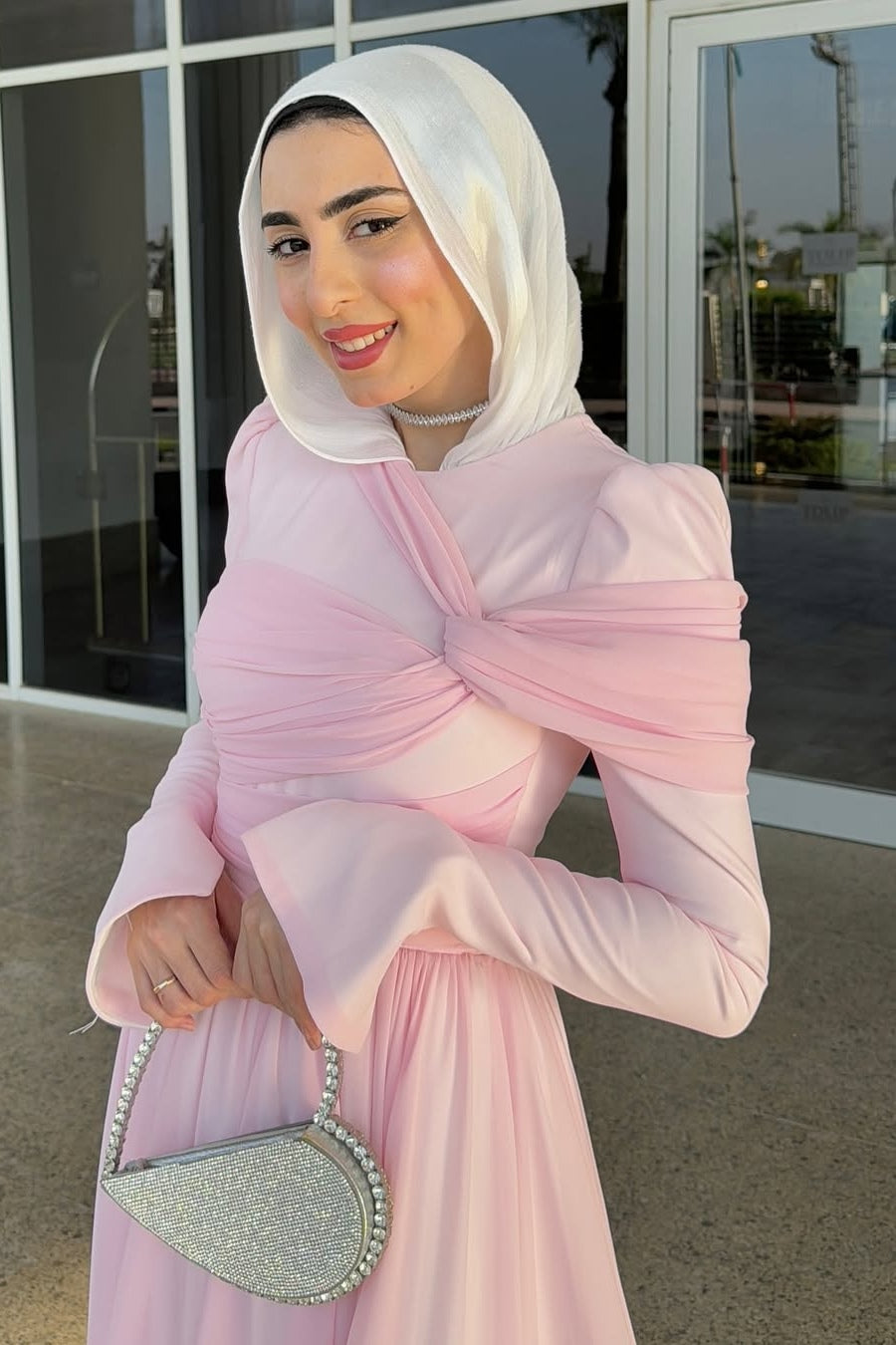 Hannah Knot Detail Chiffon Dress